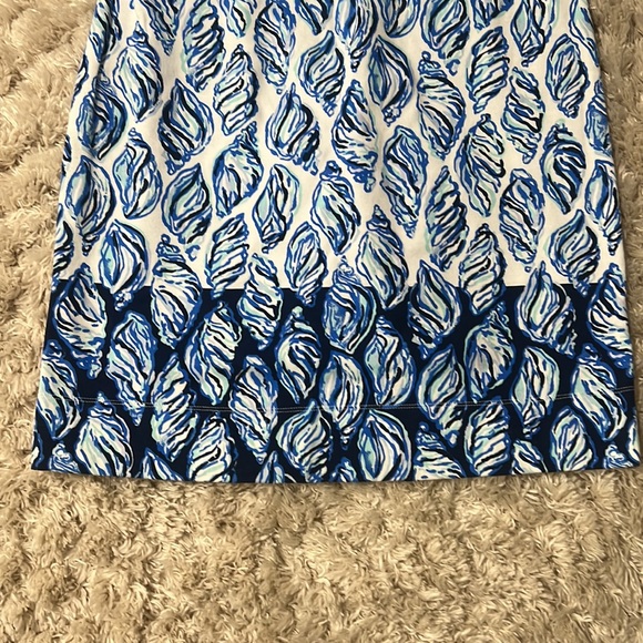 Lilly Pulitzer Harper Dress White Drop in Blue Gold Embroidery Shells - Small - Picture 6 of 8
